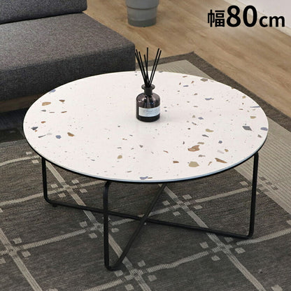 セラミック 円形テーブル 80cm スチール脚 ローテーブル モダン 丸型 カフェテーブル センターテーブル ソファテーブル おしゃれ(代引不可)