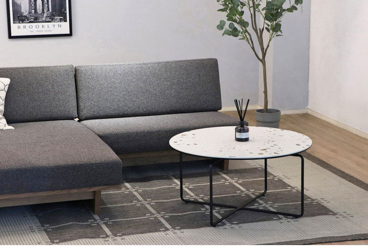 セラミック 円形テーブル 80cm スチール脚 ローテーブル モダン 丸型 カフェテーブル センターテーブル ソファテーブル おしゃれ(代引不可)