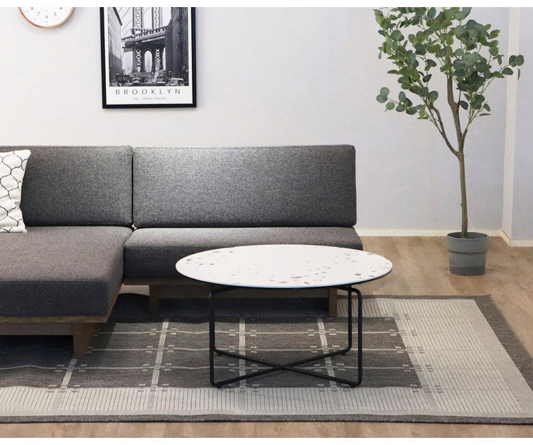 セラミック 円形テーブル 80cm スチール脚 ローテーブル モダン 丸型 カフェテーブル センターテーブル ソファテーブル おしゃれ(代引不可)