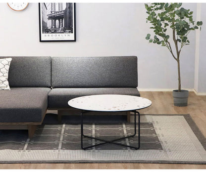 セラミック 円形テーブル 80cm スチール脚 ローテーブル モダン 丸型 カフェテーブル センターテーブル ソファテーブル おしゃれ(代引不可)