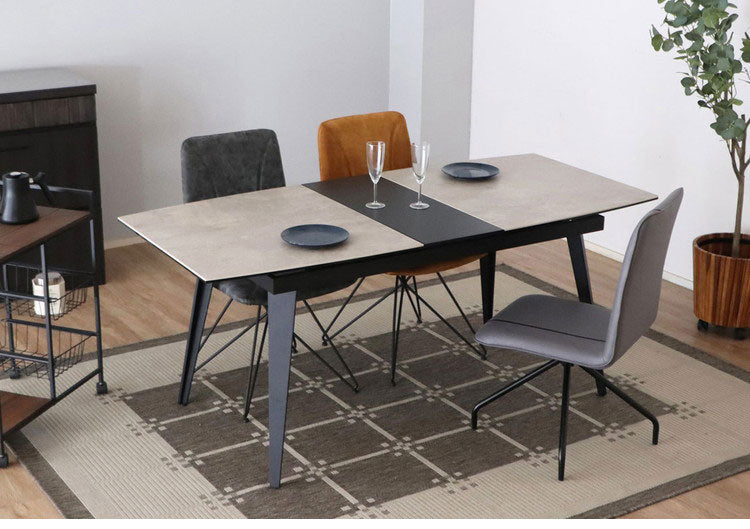 セラミック 伸長式 ダイニングテーブル 幅140～170 セラミックテーブル 伸縮 セラミック天板 食卓テーブル 机 北欧 モノトーン おしゃれ(代引不可)