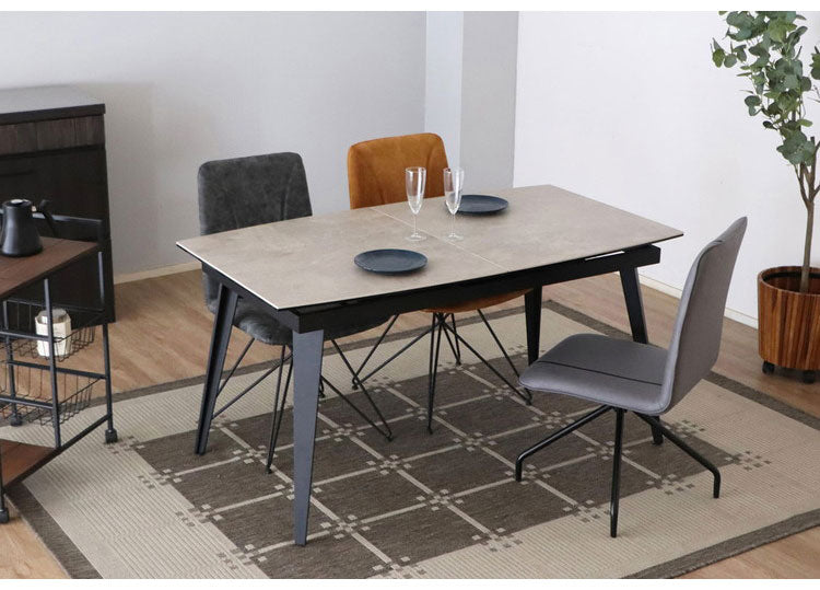 セラミック 伸長式 ダイニングテーブル 幅140～170 セラミックテーブル 伸縮 セラミック天板 食卓テーブル 机 北欧 モノトーン おしゃれ(代引不可)