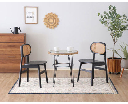 チェア 背もたれ付き カウンターチェア 座面高45cm オーク ラタン 木製 籐家具 ナチュラルテイスト 重厚感 リビング ダイニング バーカウンター(代引不可)