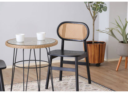 チェア 背もたれ付き カウンターチェア 座面高45cm オーク ラタン 木製 籐家具 ナチュラルテイスト 重厚感 リビング ダイニング バーカウンター(代引不可)