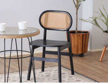 ラタン調 デザインチェア 木製 無垢 ダイニングチェア 椅子 イス チェア 北欧 おしゃれ(代引不可)