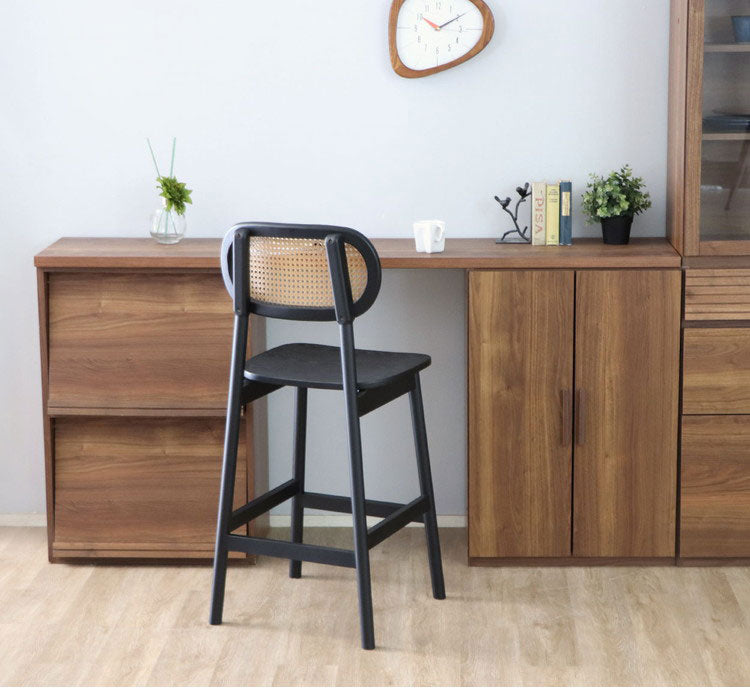 ラタン調 デザインバーチェア 木製 無垢 カウンターチェア ハイスツール 椅子 イス チェア 北欧 おしゃれ(代引不可)