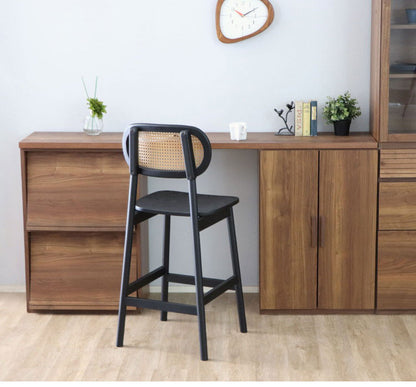 ラタン調 デザインバーチェア 木製 無垢 カウンターチェア ハイスツール 椅子 イス チェア 北欧 おしゃれ(代引不可)
