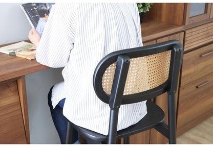 ラタン調 デザインバーチェア 木製 無垢 カウンターチェア ハイスツール 椅子 イス チェア 北欧 おしゃれ(代引不可)