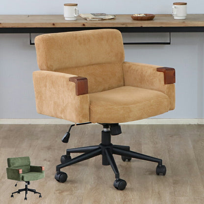 コーデュロイ 肘付きクッションデスクチェア 肘あり キャスター デスクチェア オフィスチェア 椅子 イス 北欧 おしゃれ(代引不可)