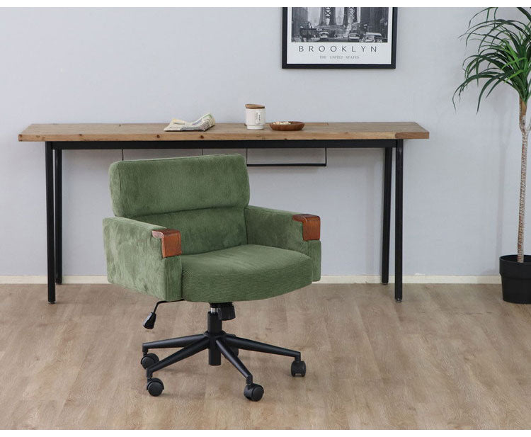 コーデュロイ 肘付きクッションデスクチェア 肘あり キャスター デスクチェア オフィスチェア 椅子 イス 北欧 おしゃれ(代引不可)