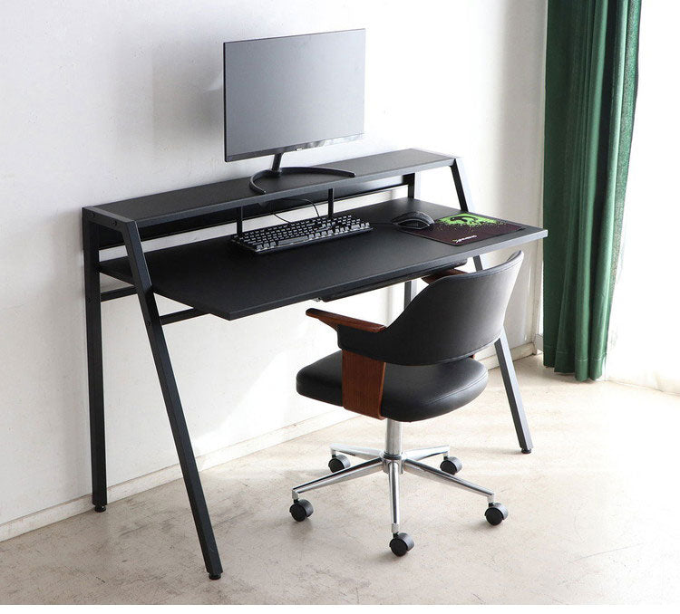 ゲーミングデスク 幅126 ホワイト 白 ブラック 黒 モノトーン 机 デスク テーブル コード穴 モニター台 モニタースタンド おしゃれ(代引不可)