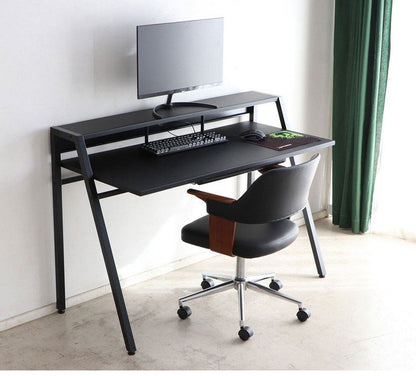 ゲーミングデスク 幅126 ホワイト 白 ブラック 黒 モノトーン 机 デスク テーブル コード穴 モニター台 モニタースタンド おしゃれ(代引不可)