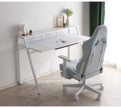 ゲーミングデスク 幅126 ホワイト 白 ブラック 黒 モノトーン 机 デスク テーブル コード穴 モニター台 モニタースタンド おしゃれ(代引不可)