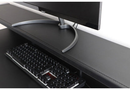 ゲーミングデスク 幅126 ホワイト 白 ブラック 黒 モノトーン 机 デスク テーブル コード穴 モニター台 モニタースタンド おしゃれ(代引不可)