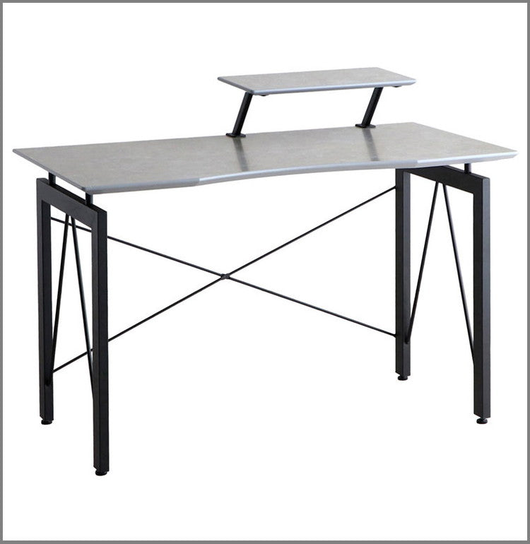 デスク 幅120cm セラミック調 グレー スチール脚 アジャスター付き パソコンデスク PCデスク 机 モノトーン おしゃれ(代引不可)