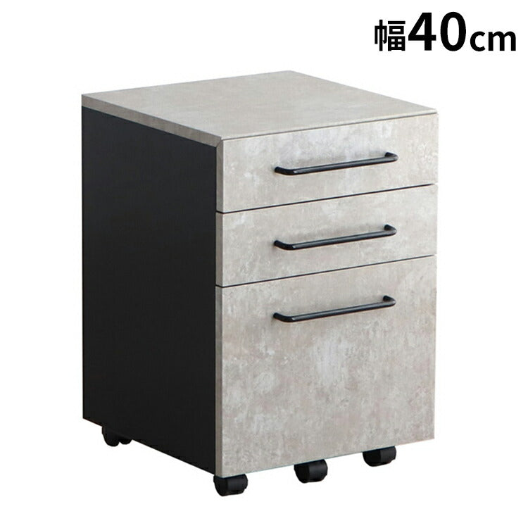 デスクワゴン セラミック調 グレー キャスター サイドワゴン オフィスワゴン シンプル モノトーン おしゃれ(代引不可)
