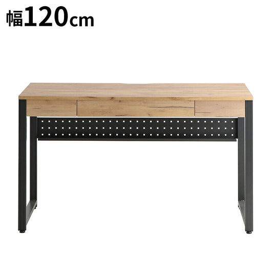 フリッツ デスク 幅120cm スチール脚 アジャスター付き 高級感 収納 引き出し リビング ダイニング パソコンデスク PCデスク リモート 在宅 シンプル 机 テーブル(代引不可)