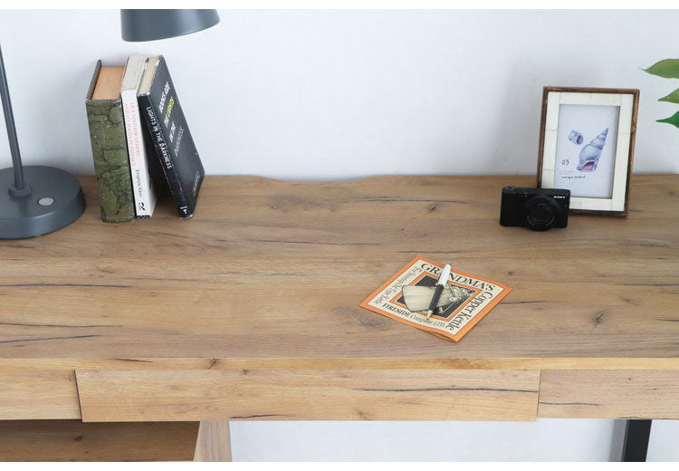 フリッツ デスク 幅120cm スチール脚 アジャスター付き 高級感 収納 引き出し リビング ダイニング パソコンデスク PCデスク リモート 在宅 シンプル 机 テーブル(代引不可)