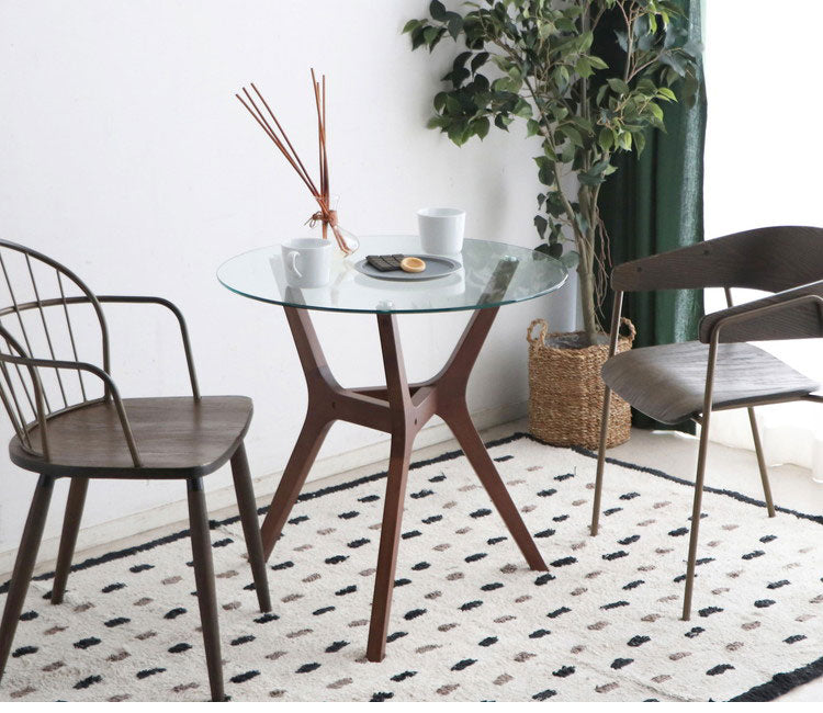 アモール 幅70cm カフェテーブル 丸テーブル リビングテーブル 円型 コーヒーテーブル オシャレ 天然木 一人暮らし ガラス 無垢 木製 モダン 北欧 高級感(代引不可)