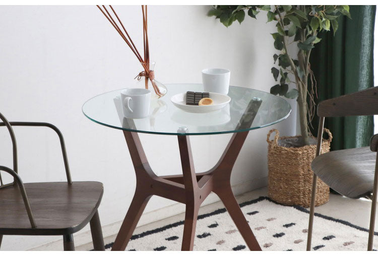 アモール 幅70cm カフェテーブル 丸テーブル リビングテーブル 円型 コーヒーテーブル オシャレ 天然木 一人暮らし ガラス 無垢 木製 モダン 北欧 高級感(代引不可)