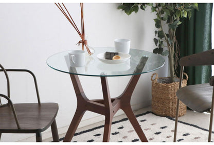 アモール 幅70cm カフェテーブル 丸テーブル リビングテーブル 円型 コーヒーテーブル オシャレ 天然木 一人暮らし ガラス 無垢 木製 モダン 北欧 高級感(代引不可)