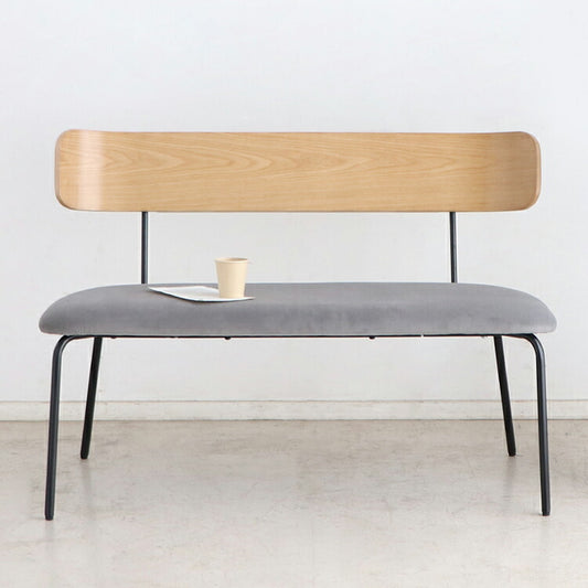 ハタナベンチ ダイニングベンチ 背もたれ付き ダイニング ベンチ 北欧 2人掛け 3人掛け 椅子 おしゃれ 肘なし 木製 オーク 突板 背もたれ 食卓椅子 スチール脚(代引不可)