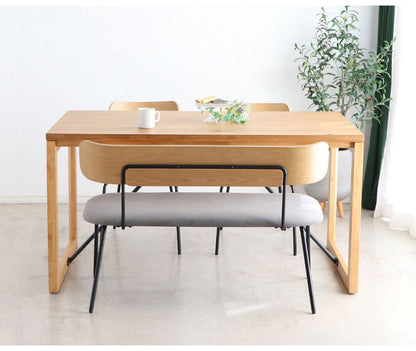 ハタナベンチ ダイニングベンチ 背もたれ付き ダイニング ベンチ 北欧 2人掛け 3人掛け 椅子 おしゃれ 肘なし 木製 オーク 突板 背もたれ 食卓椅子 スチール脚(代引不可)