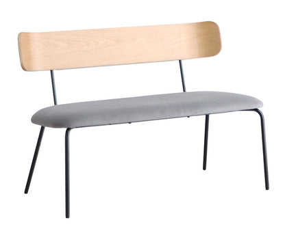 ハタナベンチ ダイニングベンチ 背もたれ付き ダイニング ベンチ 北欧 2人掛け 3人掛け 椅子 おしゃれ 肘なし 木製 オーク 突板 背もたれ 食卓椅子 スチール脚(代引不可)