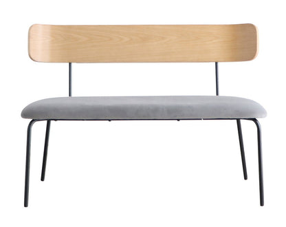 ハタナベンチ ダイニングベンチ 背もたれ付き ダイニング ベンチ 北欧 2人掛け 3人掛け 椅子 おしゃれ 肘なし 木製 オーク 突板 背もたれ 食卓椅子 スチール脚(代引不可)