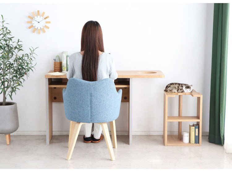 にゃんと一緒デスク サイドテーブル 国産 インテリア リビング ダイニング 机 テーブル 猫 リビングテーブル ダイニングテーブル 日本製 収納(代引不可)