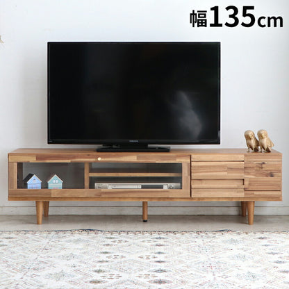 アルグ テレビ台 幅135.3cm 国産 木製 透明ガラス 高級感 ローボード コンパクト おしゃれ 収納 インテリア ラック TV台 シンプル スリム リビング ダイニング(代引不可)