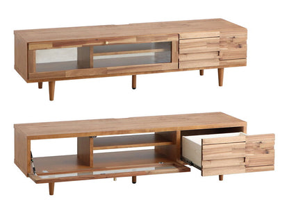 アルグ テレビ台 幅135.3cm 国産 木製 透明ガラス 高級感 ローボード コンパクト おしゃれ 収納 インテリア ラック TV台 シンプル スリム リビング ダイニング(代引不可)