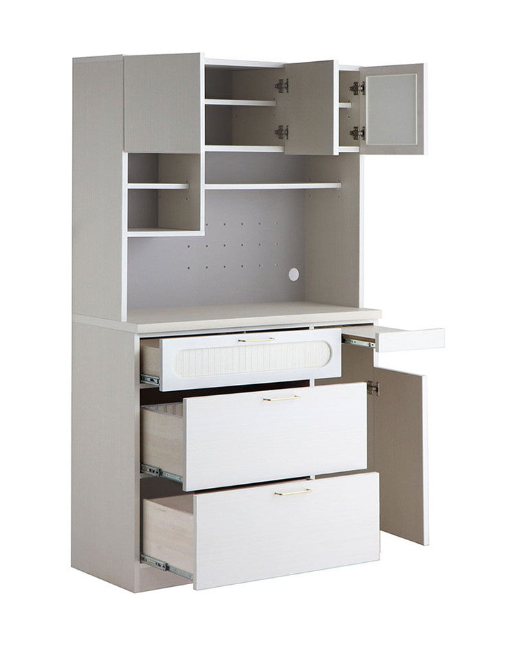 シロカ キッチンカウンター 幅105cm 国産 キッチンボード キッチン収納 キッチンラック リビング ダイニング 扉 デザイン性 北欧 シンプル デザイン 食卓(代引不可)