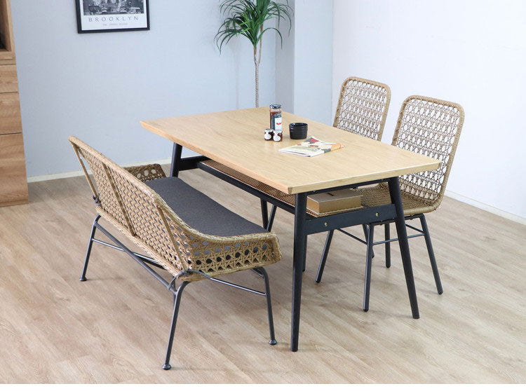 ダイニングテーブル 幅150cm オーク突板 4人 無垢材 ダイニング テーブル 北欧 木製 白 収納 棚付き おしゃれ(代引不可)