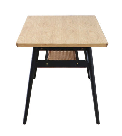 ダイニングテーブル 幅150cm オーク突板 4人 無垢材 ダイニング テーブル 北欧 木製 白 収納 棚付き おしゃれ(代引不可)