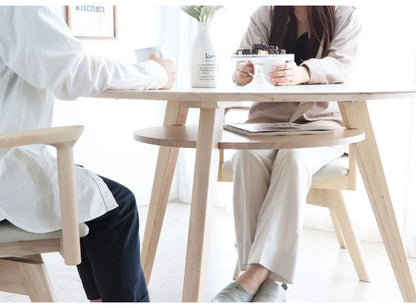 シロカ ダイニングテーブル 幅110cm 丸テーブル 北欧 無垢 白 3人 3本脚 木製 収納 棚付き 丸型 韓国風 おしゃれ かわいい テーブル単品 円形 テーブル 円型(代引不可)