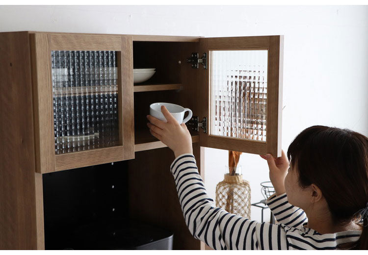 トラクト 幅60cm 国産 ガラス オープン扉 サイドボード 木製 キャビネット 収納 棚 ラック 北欧 おしゃれ シンプル インテリア リビング 収納ボックス 家具 大容量(代引不可)