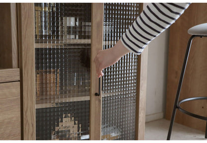 トラクト 幅60cm 国産 ガラス扉 サイドボード 木製 キャビネット 収納 棚 ラック 北欧 おしゃれ シンプル インテリア リビング 収納ボックス 家具 大容量(代引不可)