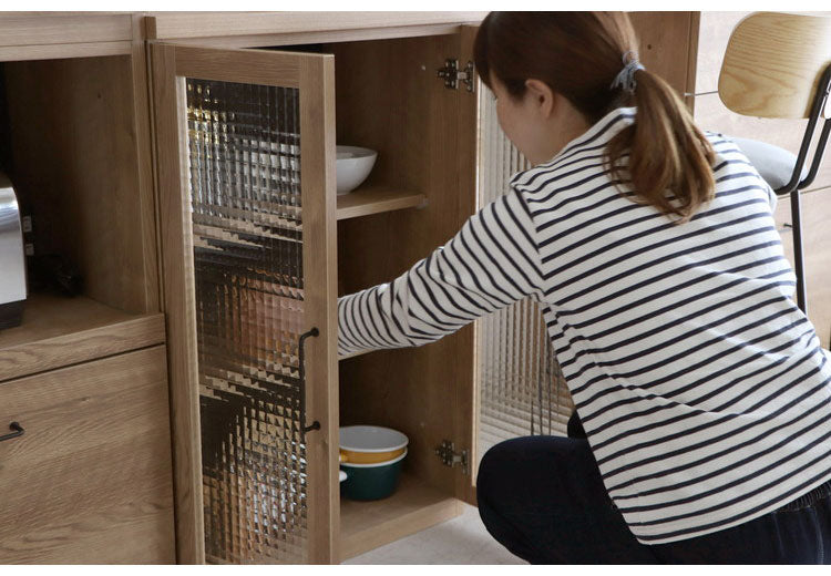 トラクト 幅60cm 国産 ガラス扉 サイドボード 木製 キャビネット 収納 棚 ラック 北欧 おしゃれ シンプル インテリア リビング 収納ボックス 家具 大容量(代引不可)