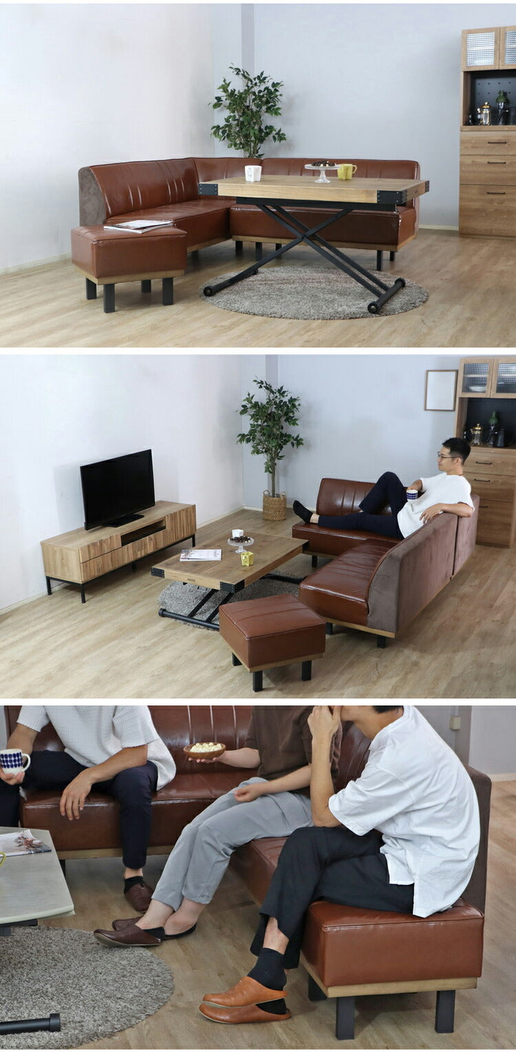 カウチソファ L字型 2脚組 リビングソファ ダイニングベンチ コーデュロイ PVCレザー スチール脚 天然木 おしゃれ リビング ダイニング ソファ ベンチ チェア(代引不可)