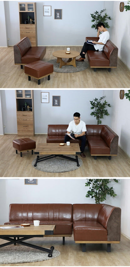 カウチソファ L字型 2脚組 リビングソファ ダイニングベンチ コーデュロイ PVCレザー スチール脚 天然木 おしゃれ リビング ダイニング ソファ ベンチ チェア(代引不可)