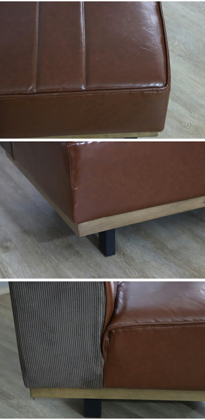 カウチソファ L字型 2脚組 リビングソファ ダイニングベンチ コーデュロイ PVCレザー スチール脚 天然木 おしゃれ リビング ダイニング ソファ ベンチ チェア(代引不可)