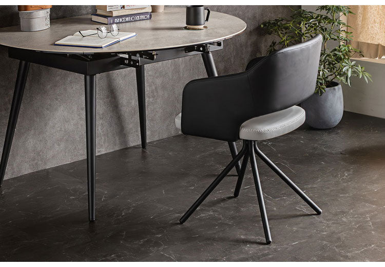 スピンチェア ラウンドチェア 肘掛け付き 回転式 座面高45cm クッション有 モダンチェア リビング ダイニング デスク チェア 回転椅子(代引不可)