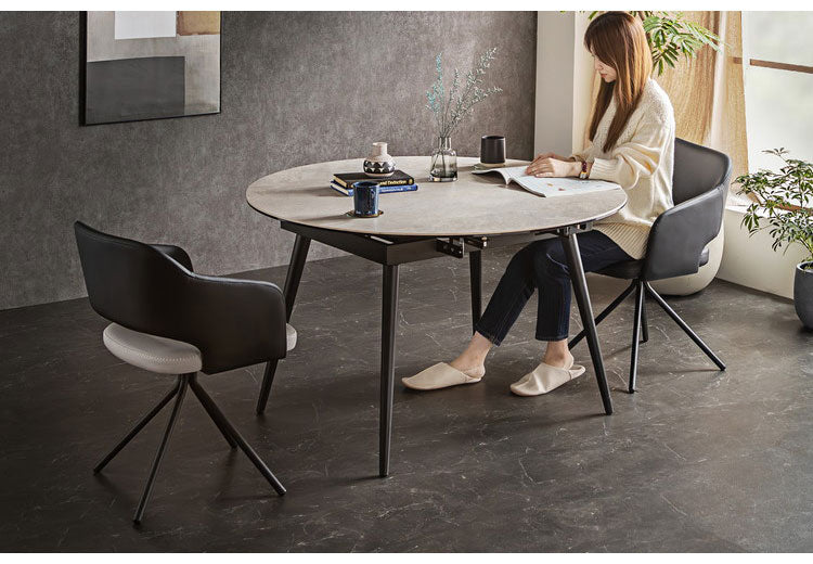 スピンチェア ラウンドチェア 肘掛け付き 回転式 座面高45cm クッション有 モダンチェア リビング ダイニング デスク チェア 回転椅子(代引不可)