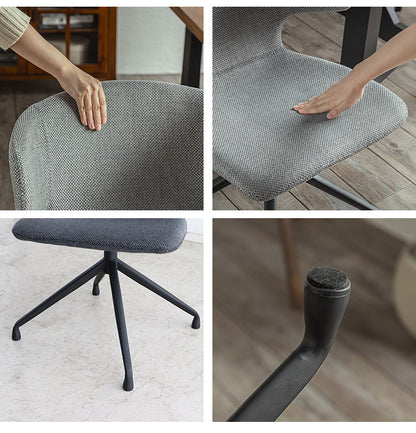 ラウンドチェア 座面高44cm 回転チェア 肘掛け付き スチール脚 ファブリック ステッチ デスクチェア オフィスチェア 包み込む 座り心地 座面 おしゃれ リビング(代引不可)