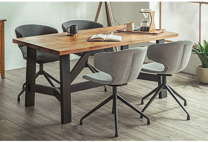 ラウンドチェア 座面高44cm 回転チェア 肘掛け付き スチール脚 ファブリック ステッチ デスクチェア オフィスチェア 包み込む 座り心地 座面 おしゃれ リビング(代引不可)