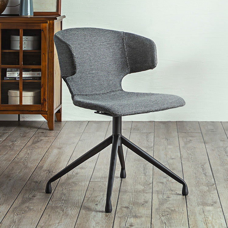 ラウンドチェア ダイニングチェア 肘掛け付き 回転式 ファブリック 座面高44cm オフィスチェア リビング ダイニング デスク リモートワーク(代引不可)