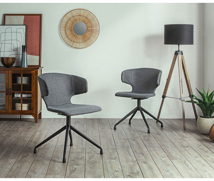 ラウンドチェア ダイニングチェア 肘掛け付き 回転式 ファブリック 座面高44cm オフィスチェア リビング ダイニング デスク リモートワーク(代引不可)