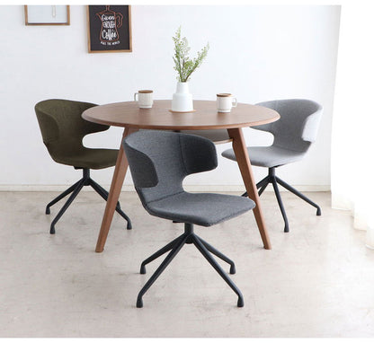 ラウンドチェア ダイニングチェア 肘掛け付き 回転式 ファブリック 座面高44cm オフィスチェア リビング ダイニング デスク リモートワーク(代引不可)