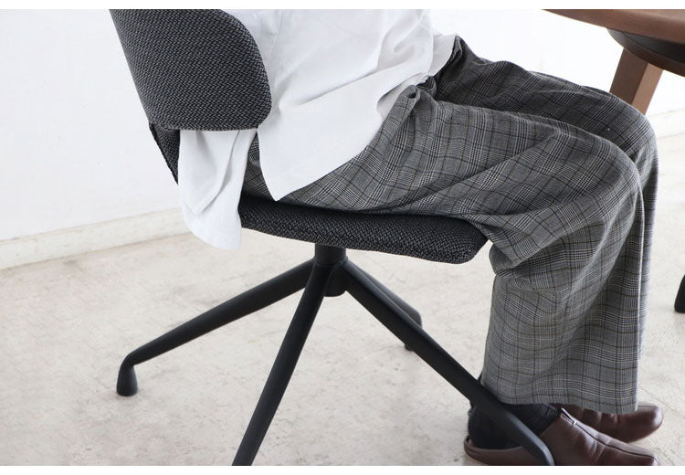 ラウンドチェア ダイニングチェア 肘掛け付き 回転式 ファブリック 座面高44cm オフィスチェア リビング ダイニング デスク リモートワーク(代引不可)